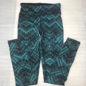 Blue and black running leggings